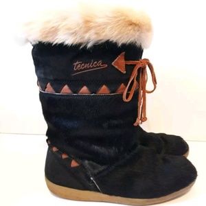 TECNICA Scandia Après Ski Leather Fur Boots 9.5M